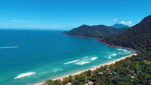Caribbean island archipelago. Aerial landscape of tropical beach with turquoise water. Vacation travel. Travel destination. Summer tropical scenery.