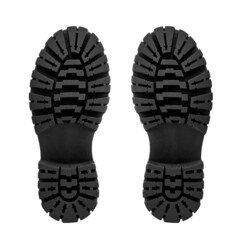 Black leather female boots isolated on white background, copy space