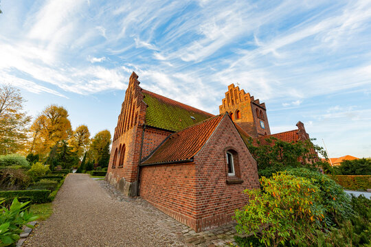 Morning view of the Herlev Kirke church