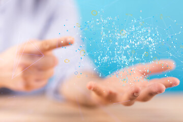 Cloud technology. Polygonal wireframe art looks like constellation