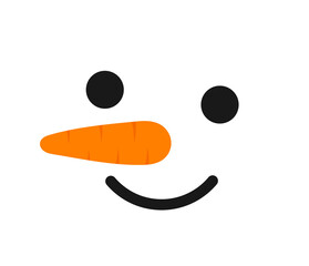 Snowman face on white background.
