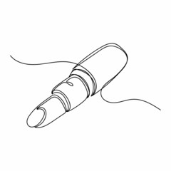 Vector abstract continuous one single simple line drawing icon of lipstick in silhouette sketch.