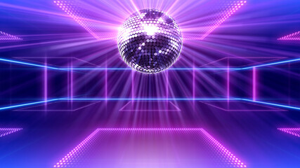 Mirror Ball Disco Lights Club Dance Party Glitter 3D illustration