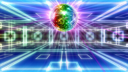 Mirror Ball Disco Lights Club Dance Party Glitter 3D illustration