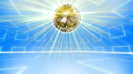 Obraz premium Mirror Ball Disco Lights Club Dance Party Glitter 3D illustration