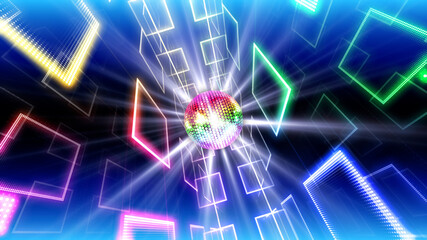 Mirror Ball Disco Lights Club Dance Party Glitter 3D illustration