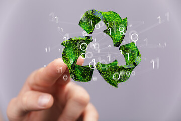 volumetric green recycling sign 3d