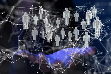 Business people silhouettes network team