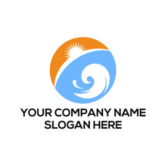 wave and sun icon business logo design