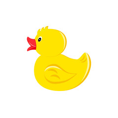 Toy duck, in a flat style. Isolated on white background vector illustration.