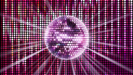 Mirror Ball Disco Lights Club Dance Party Glitter 3D illustration