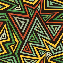 Green tribal geometric seamless pattern.