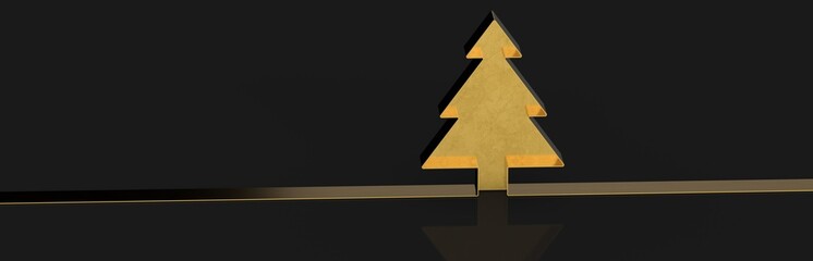 Merry christmas card banner with christmas tree