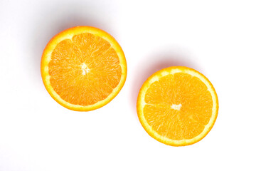 orange slices close-up on a white background