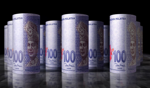 Malaysia Ringgit money banknotes pack 3d illustration
