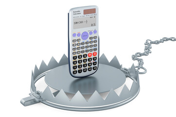 Bear trap with scientific calculator, 3D rendering