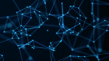 Abstract technology background from lines and dots. Plexus space geometrical backdrop