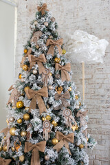 new year tree in the room. Christmas Day