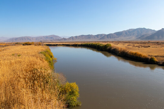 Aras river between Nakhchivan and Turkey. The famous river of Aras