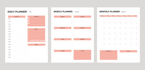 set of minimalis planner include daily,weekly and monthly planner
