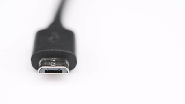 Close up comparison of USB type A type B type C mini micro USB connectors system or connection interface isolated on white background. Transfer information charge for digital camera gadget smartphone 