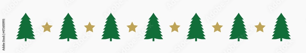Wall mural christmas trees and stars border.