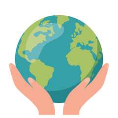 Green Earth - modern vector single icon. An image of a planet on the palm of the hand . Representation of nature, eco, health, eco lifestyle, hope - obrazy, fototapety, plakaty