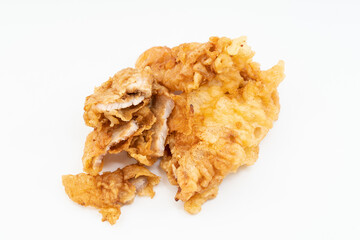 Fresh fried pork tenderloin on pure white background