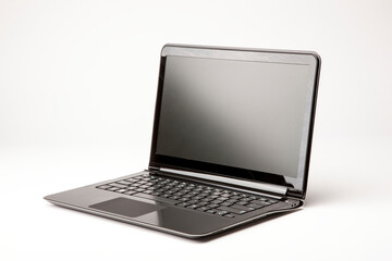 Studio shot of a black laptop shot on white