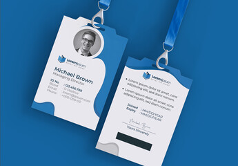 Blue ID Card Template Premium Vector Accents