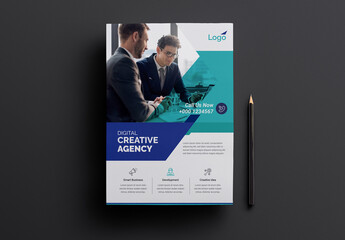Creative Business Flyer Layout with Blue Accents