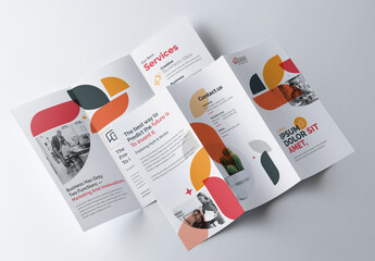 Multicolored Trifold Brochure Layout Premium Vector Accents
