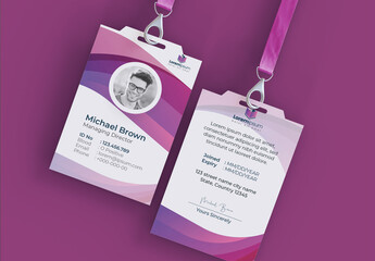 ID Card Template with Pink Vector Accents