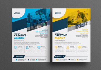 Clean Corporate Flyer Template with Blue Simple Accents