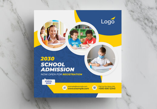 School Admission Social Media Banner Template with Multicolored Accents