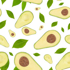 Avocado pattern seamless on white background.