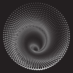 Tunnel or wormhole. Digital wireframe tunnel. 3D tunnel grid