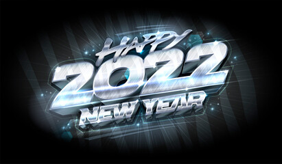 2022 new year card with golden 3D lettering