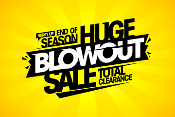 Huge blowout sale, total clearance vector web banner - obrazy, fototapety, plakaty