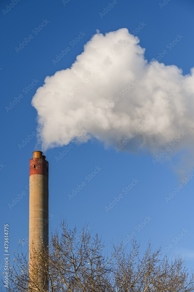 Poster environnement fumée pollution cheminée air carbone ozone industrie brussels