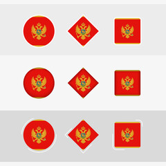 Montenegro flag icons set, vector flag of Montenegro.