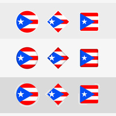 Puerto Rico flag icons set, vector flag of Puerto Rico.