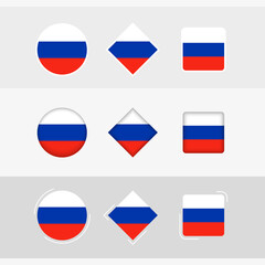 Russia flag icons set, vector flag of Russia.