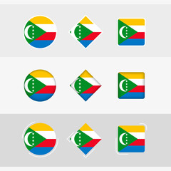 Comoros flag icons set, vector flag of Comoros.