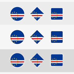 Cape Verde flag icons set, vector flag of Cape Verde.