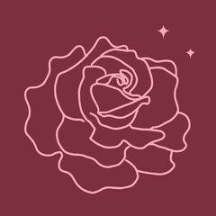 Line Rose single icon on crimson