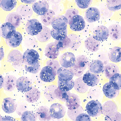 Abstract purple watercolor bubbles circles with sprinkled splash paint seamless repeat vector pattern for fashion, print, fabric, textile, background, wallpaper, wrapping paper, scrapbooking, creation