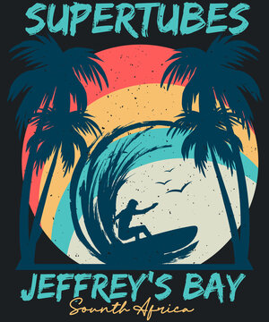 Super tubes Jeffrey bay T-shirt Design for surf lovers