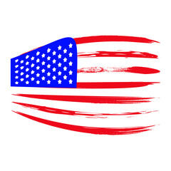 Developing American flag on a white background. Vector illustration.
