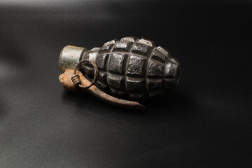 Fototapeta premium Polish hand grenade on black background